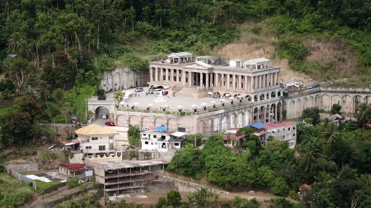 Smooth pan aerial Temple of Leah Cebu City