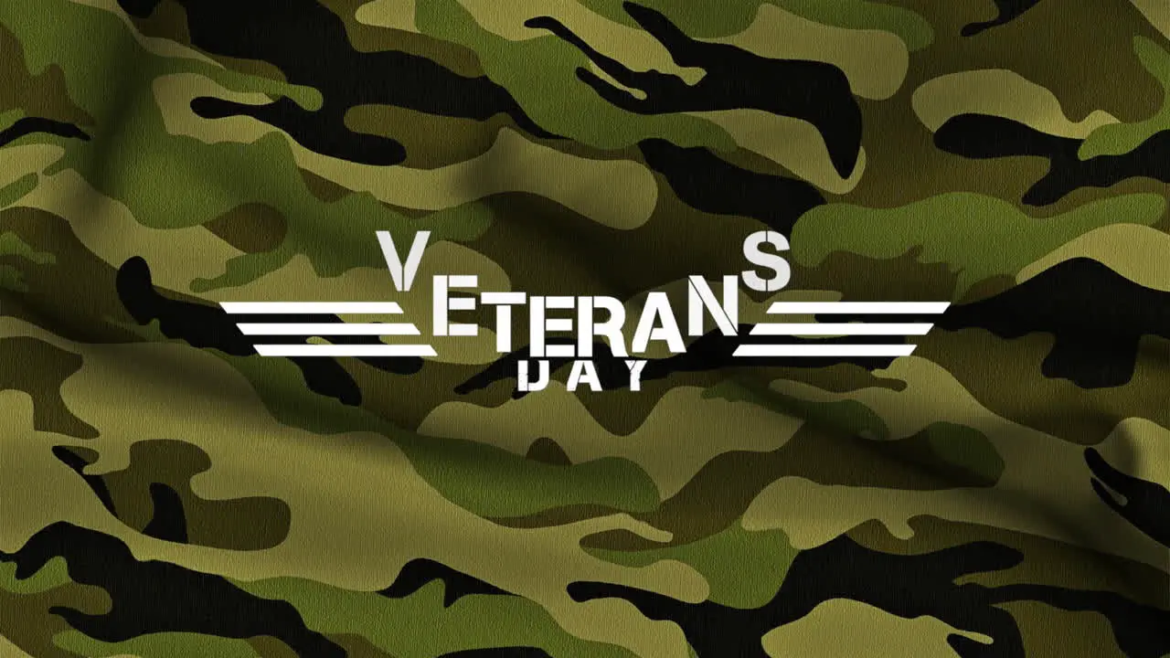 Animation text Veterans Day on military background 5