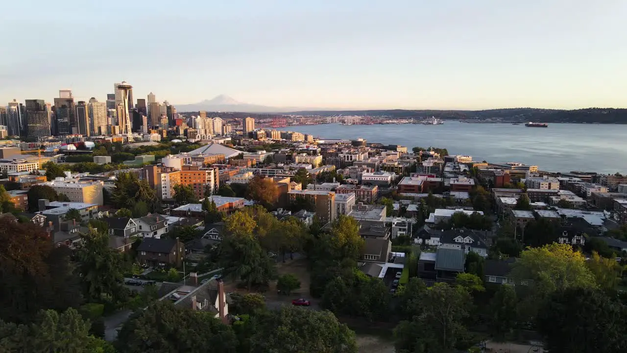 Captivating twilight scene Seattle's city lights come alive in this Kerry Park drone footage