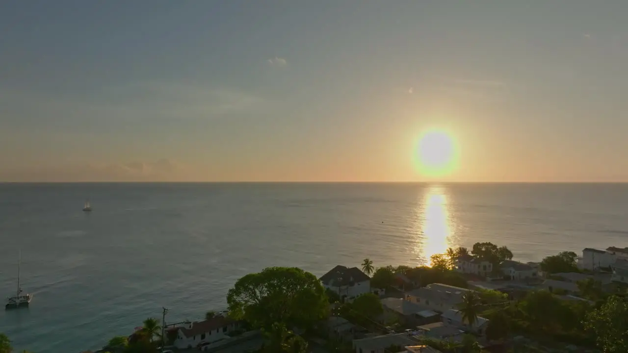 Magical sunset over caribbean island of Barbados