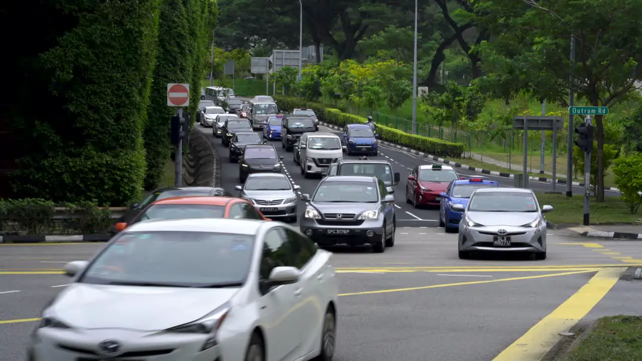 Peak hour cars traffic at Outram traffic light Singapore