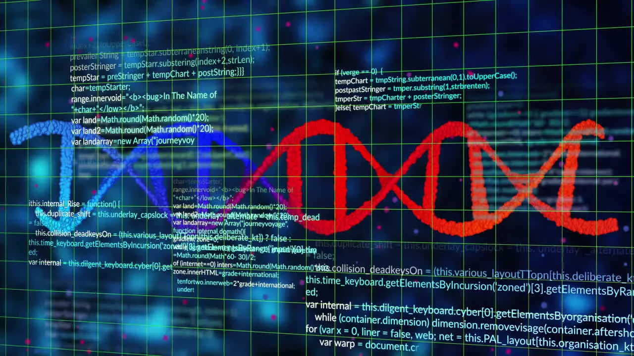 Animation of data processing over dna strand