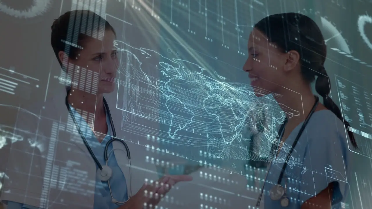 Animation of scientific data processing over diverse female doctors