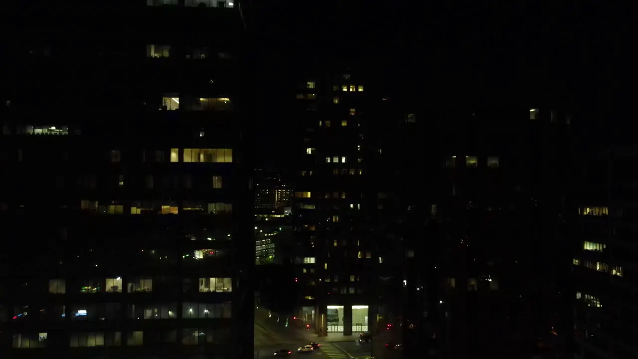 Night Aerial View of city Buildings