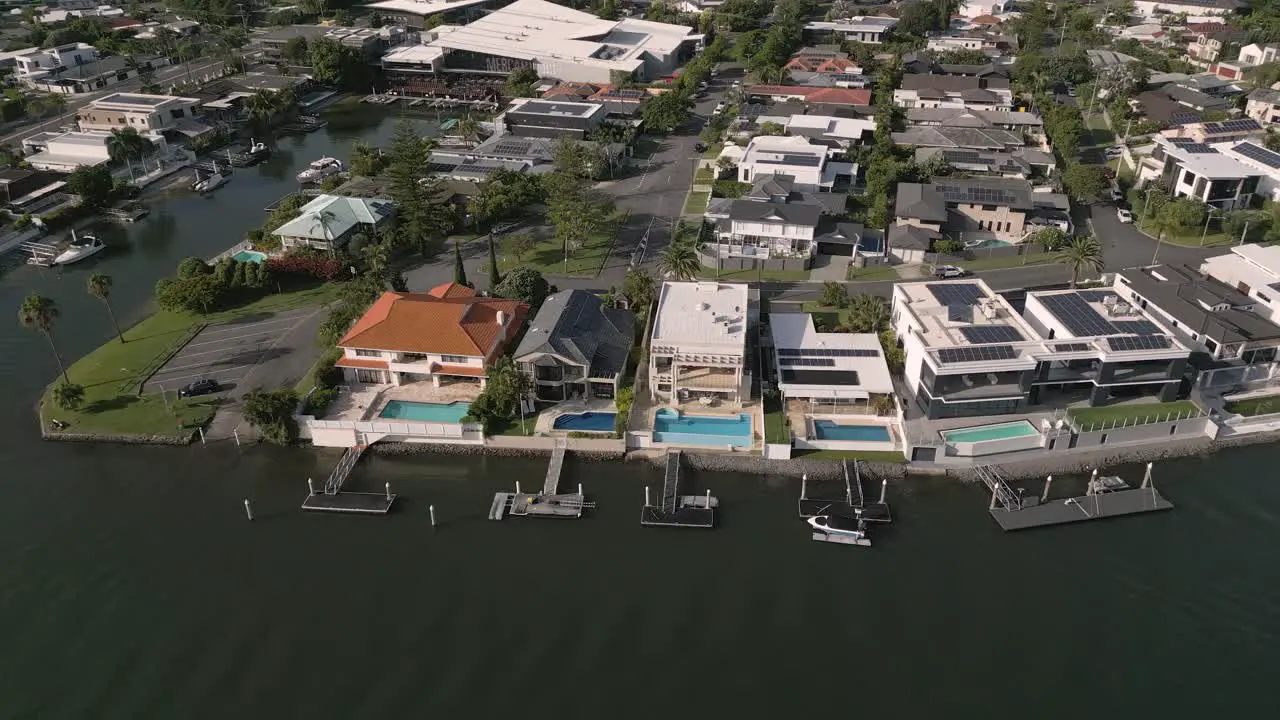 5 February 2023 Aerial views over houses in the canals in Surfers Paradise Gold Coast Queensland Australia