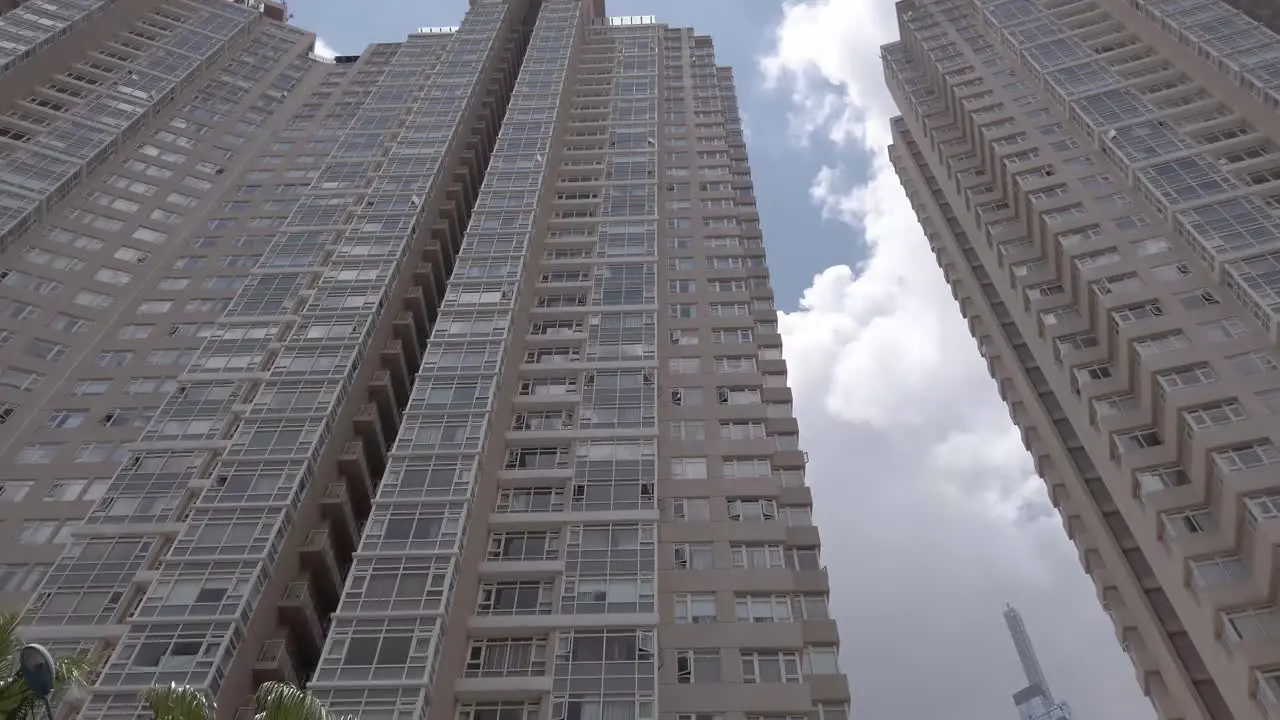 stabilized shot showing saigon pearl and landmark 81 developments which are ultra modern and prestigious residential apartment buildings located on the saigon river in ho chi minh city Vietnam