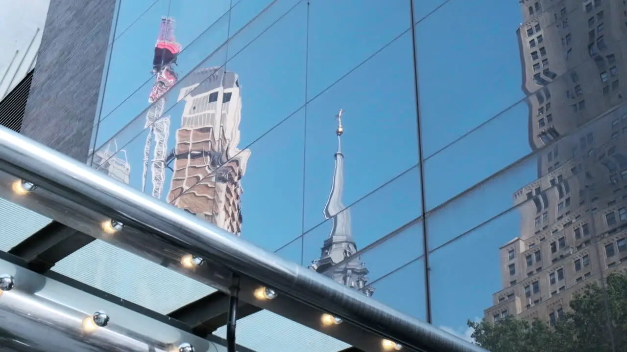 Abstract reflection in shiny exterior of building of New York City architecture