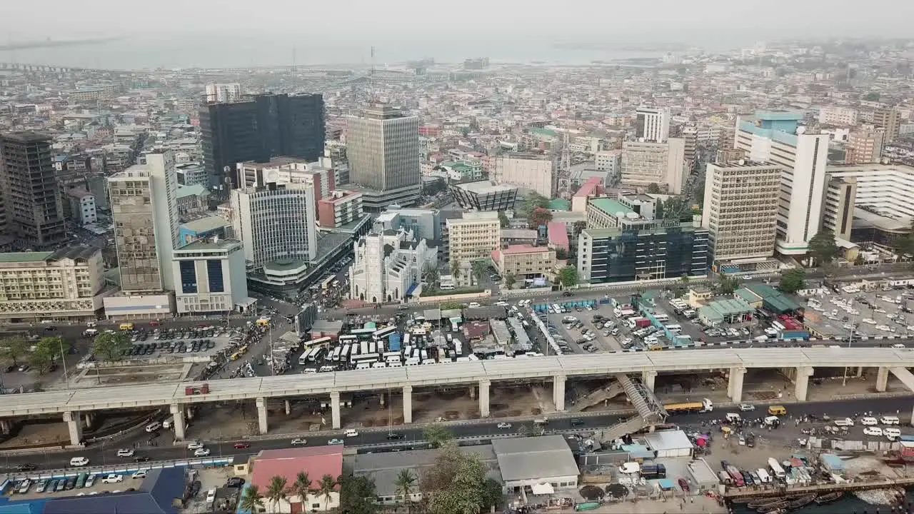 Ariel view 2 of Lagos Island Commercial District in Lagos Nigeria