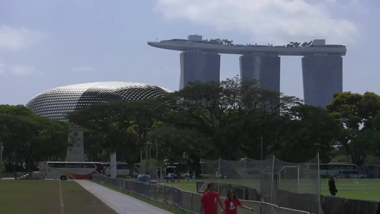 Soccer Pitches With View Of Marina Bay Sands And Esplanade In Background