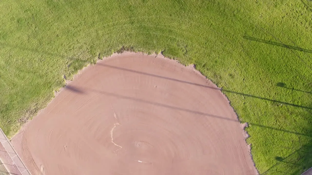 Aerial drone view of softball baseball field shot in 4k high resolution