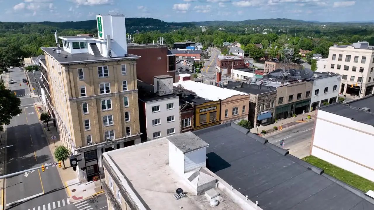 fast aerial push over buidlings in beckley west virginia