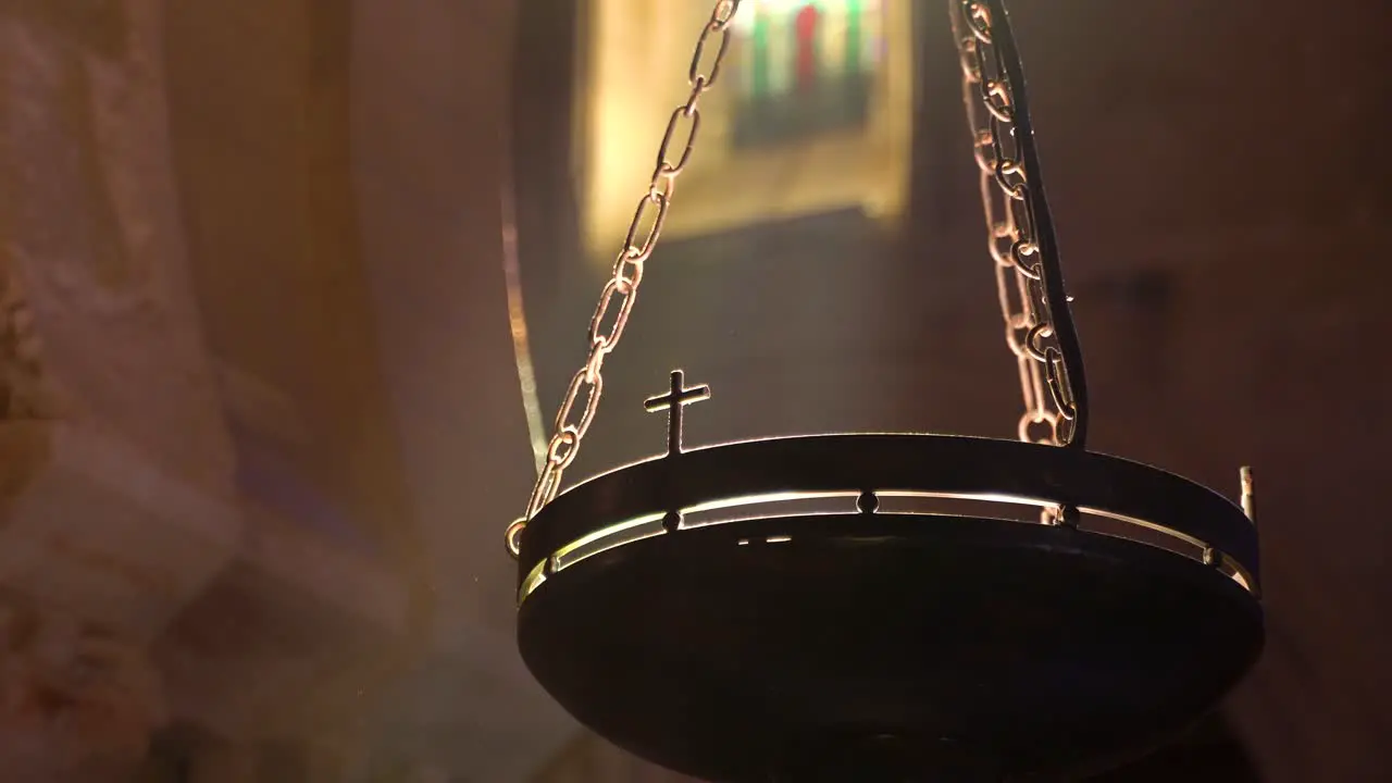 Incredible holy light illuminating cross inside christian church