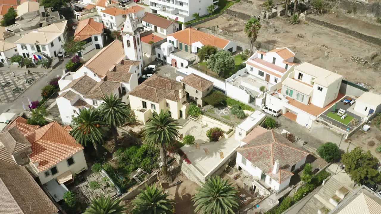 Idyllic square in Vila Baleira with house of Christopher Columbus aerial