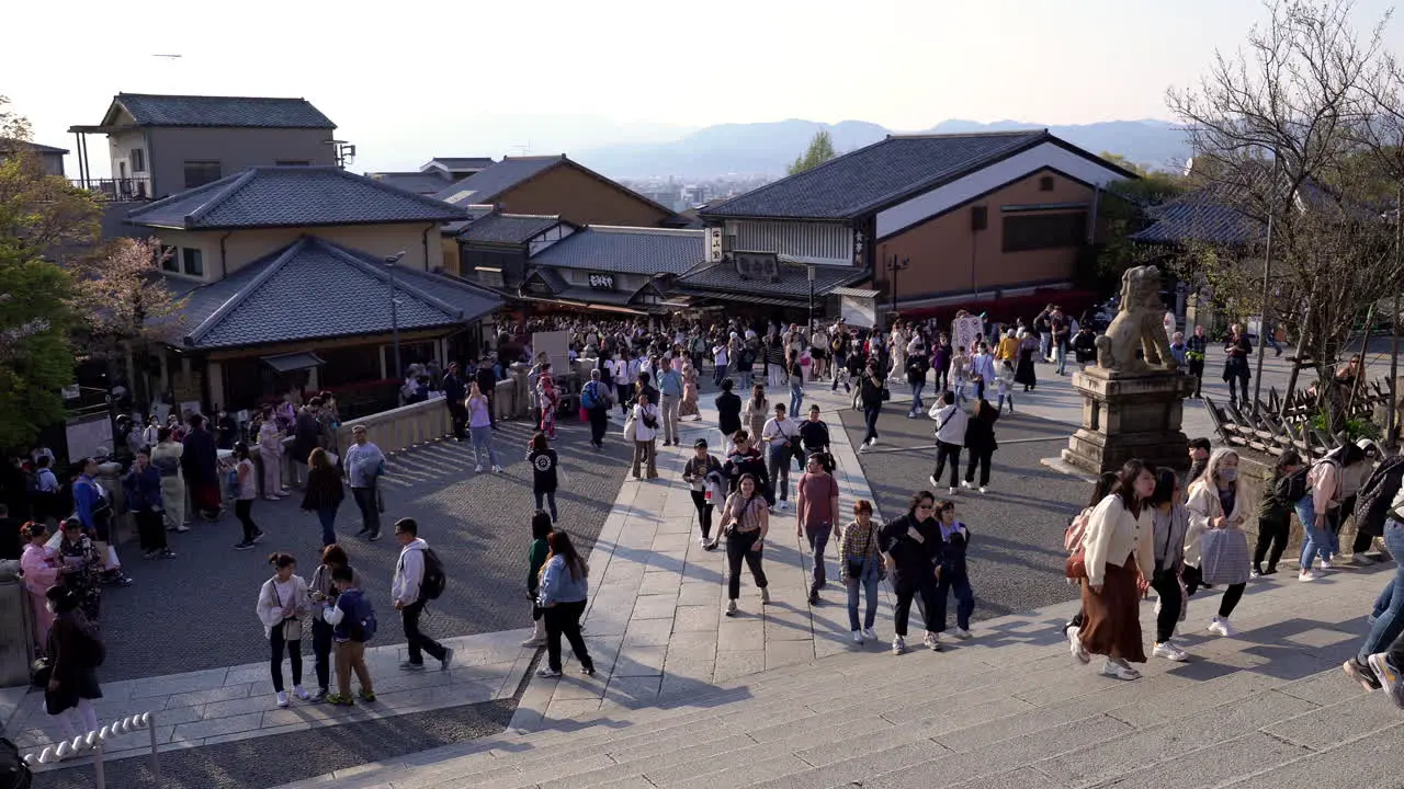 KYOTO JAPAN April 3 2023 Tourist walking on stairs at Kiyomizu-dera temple