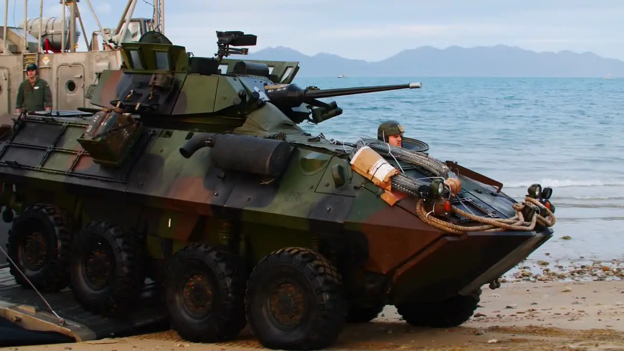 United States Australian United Kingdom And Japanese Armed Forces Conduct An Amphibious Beach Assault Exercise At Night At King'S Beach In Bowen Queensland July 22 2019