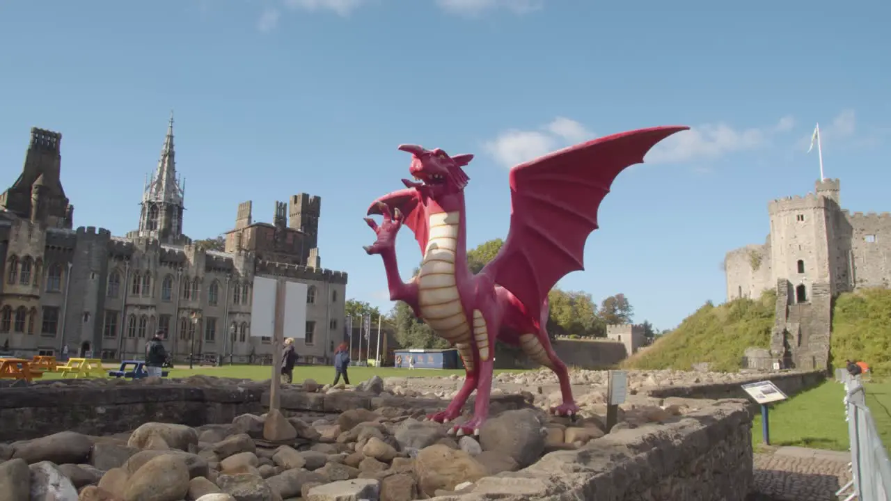 Model Of Red Dragon Outside Cardiff Castle Wales