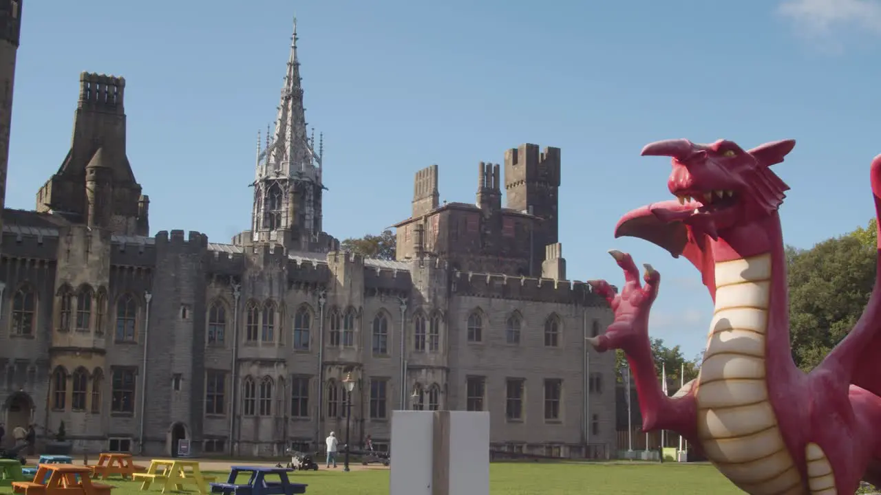 Model Of Red Dragon Outside Cardiff Castle Wales 1