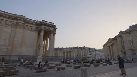 Exterior Of The Pantheon Monument In Paris France With Tourists Shot In Slow Motion