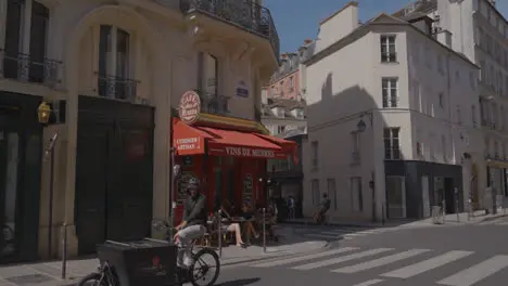 Exterior Of Bar In Marais District Of Paris France Shot In Slow Motion