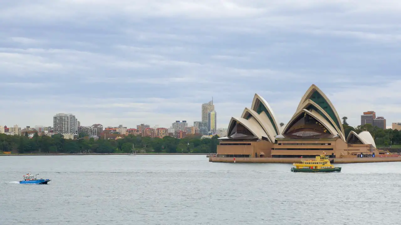 Ferry and Boat Passing Sydney Opera House