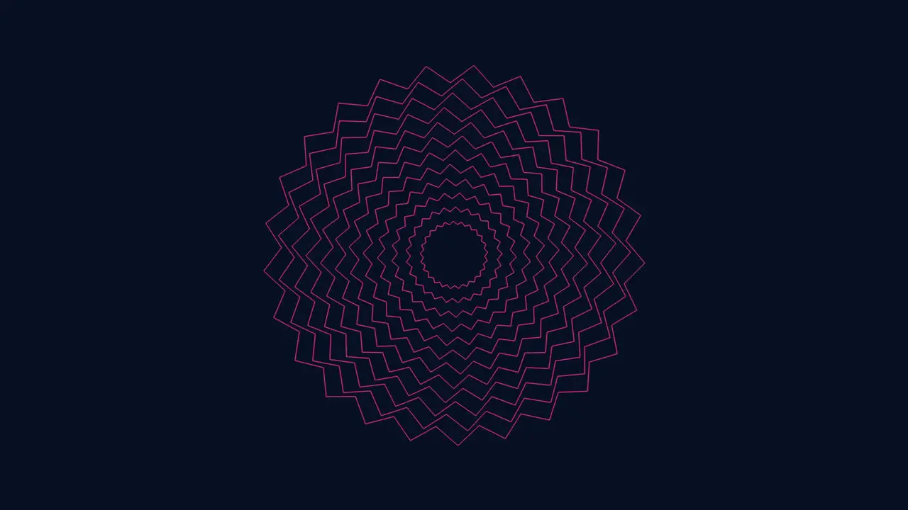 Pink geometric spiral with central circle and radiating lines