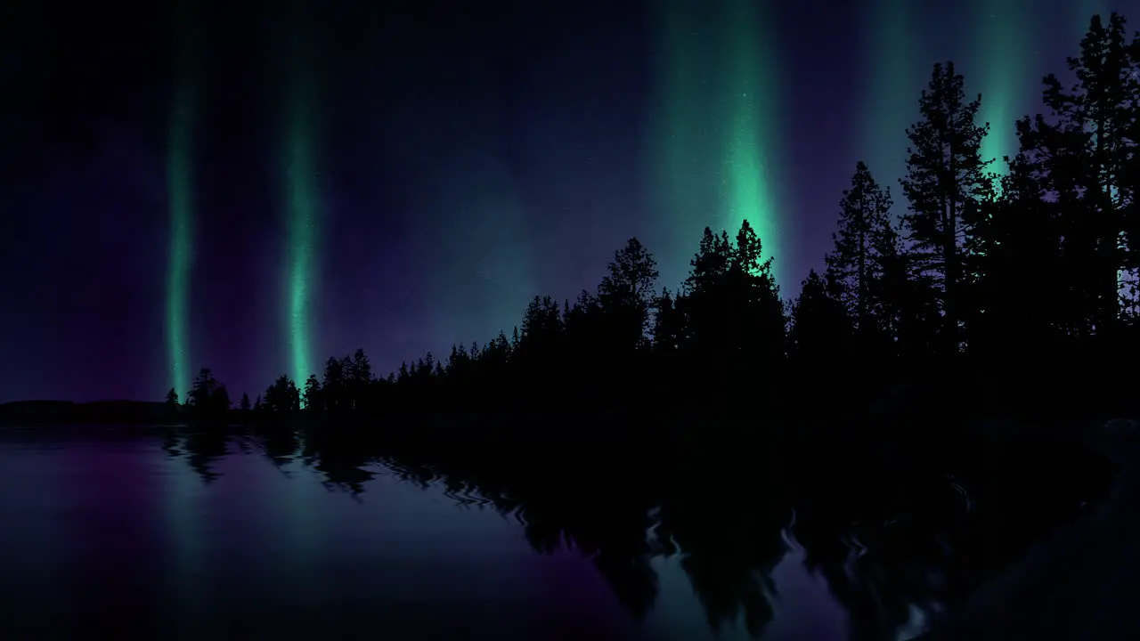 Aurora Boreal Sobre El Lago Polar Luces Del Norte