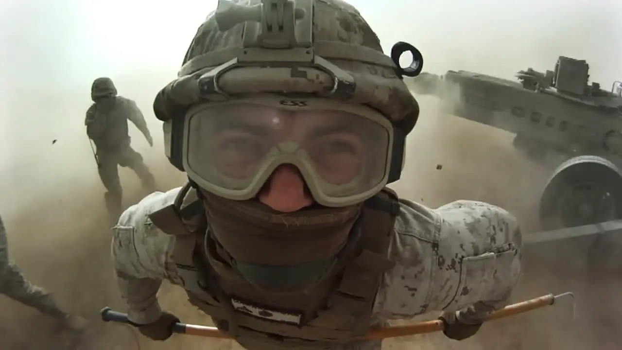 An Army Helicopter Support Specialist Gets Battered With Dirt And Dust