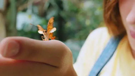 Mano Mariposa Y Niños Con Una Niña Sosteniendo