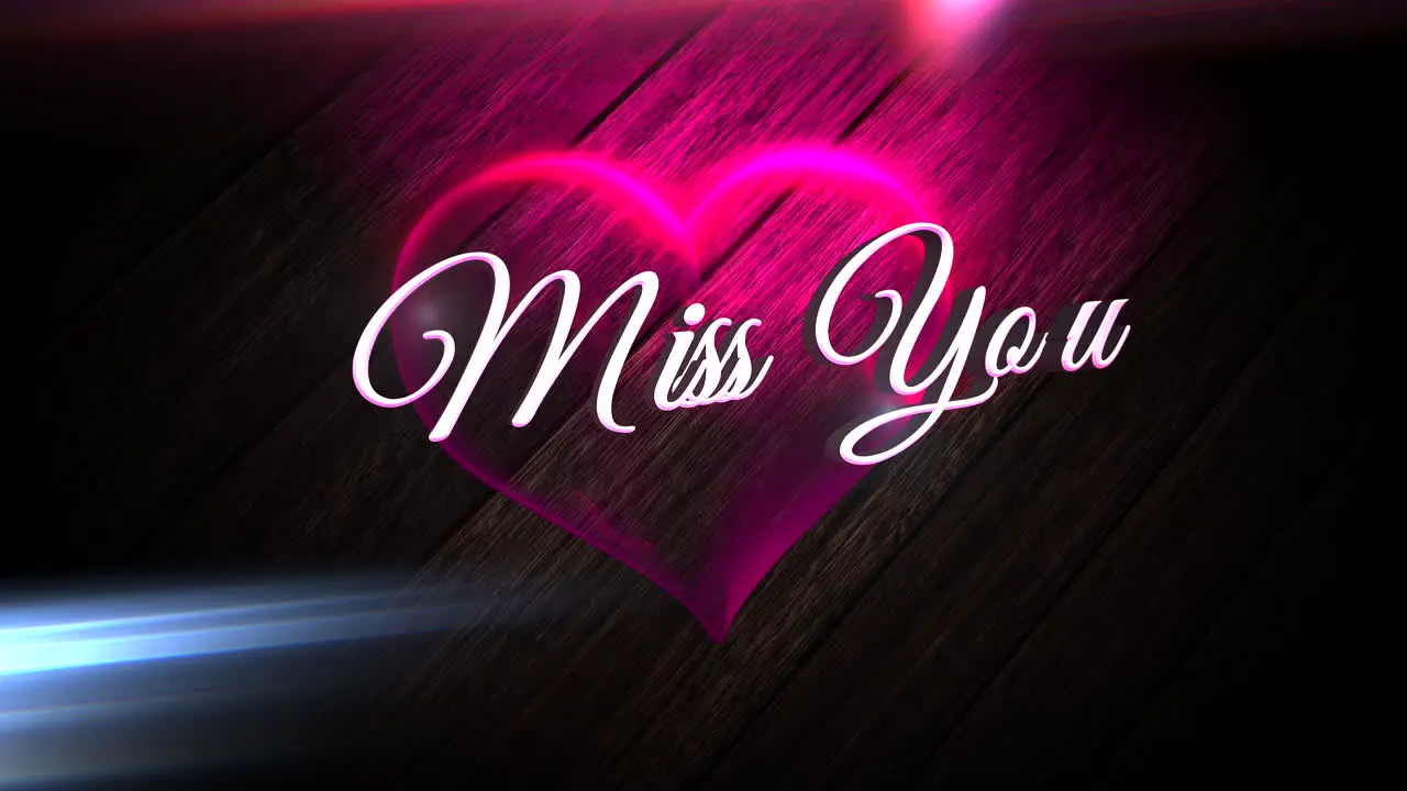 Miss You text and motion romantic heart on Valentines day 1