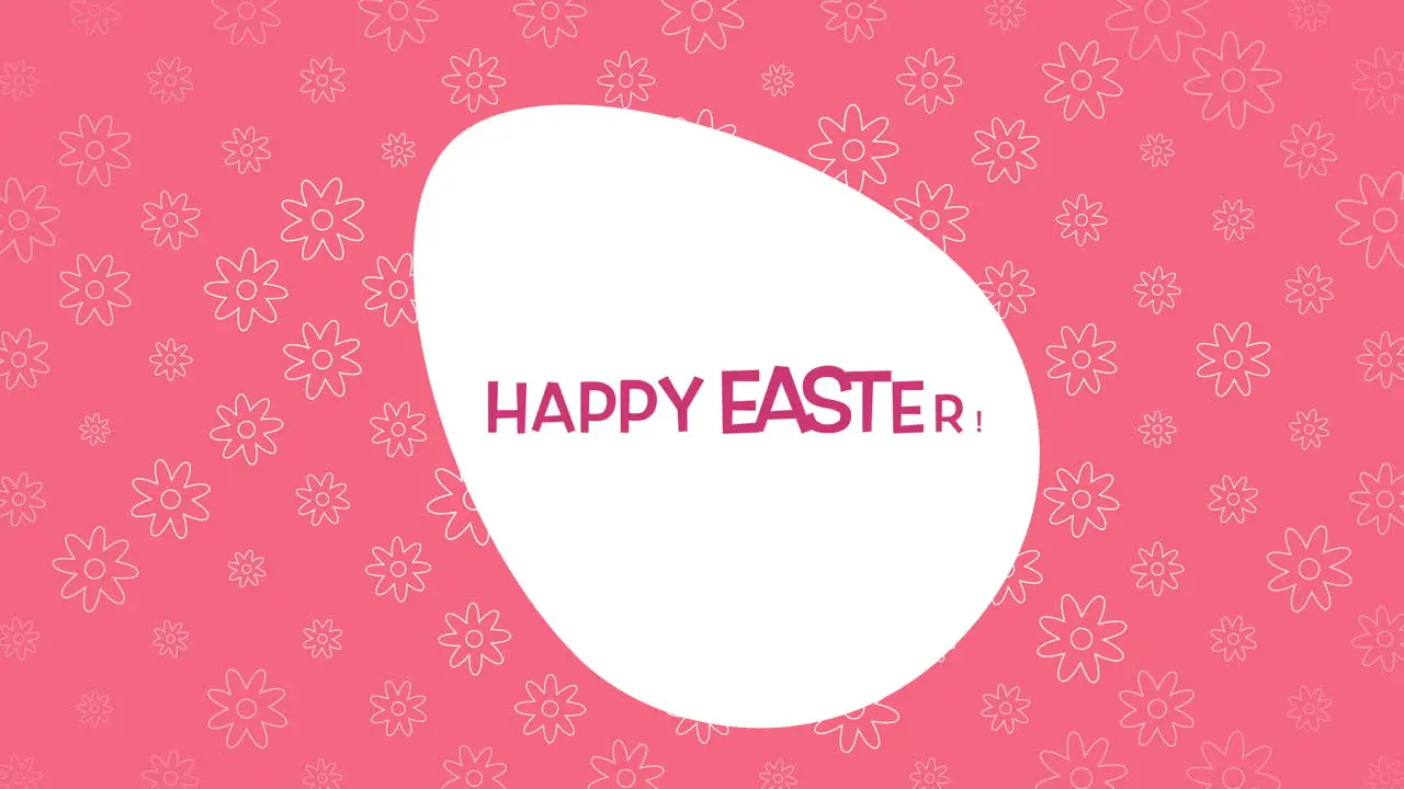 Happy Easter text and egg on red background