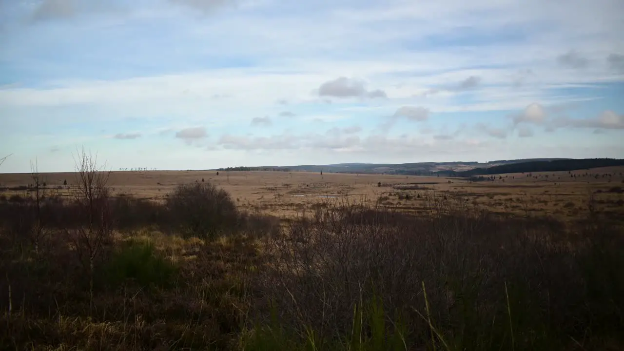 Beautiful horizon of moorland on sunny day in timelapse shot Belgium