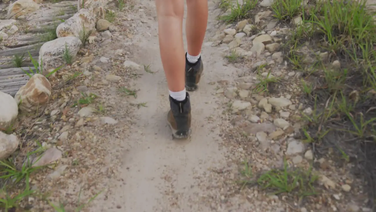 Caucasian woman hiking in nature