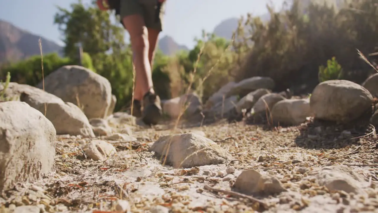 Caucasian man hiking in nature