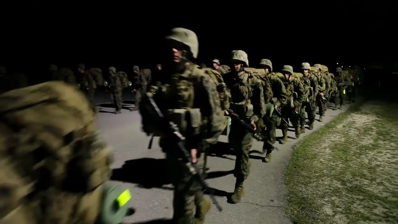 Marines In Training Go On A Nighttime March 1