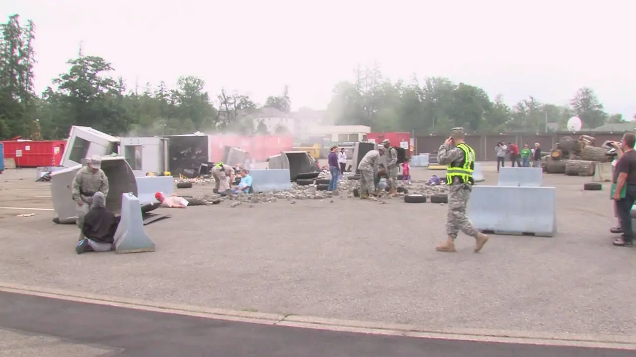 Us Troops Practice For A Mass Casualty Bombing Incident At A Military Base