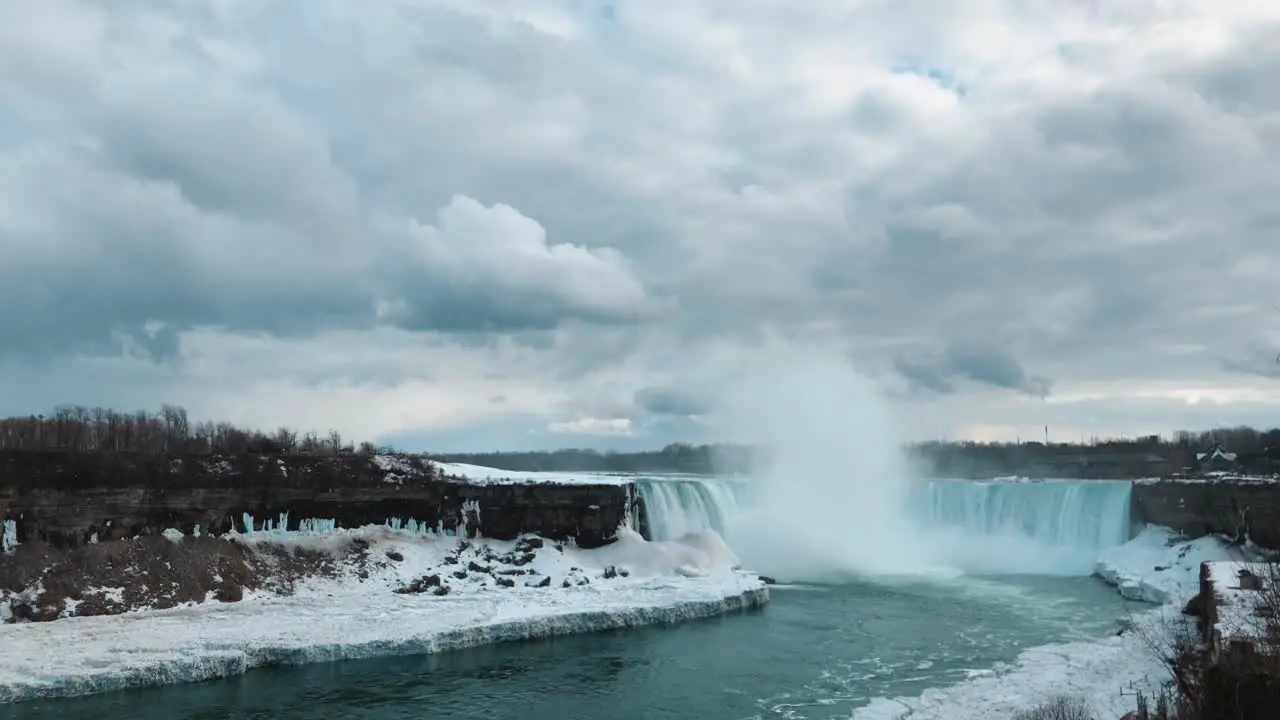 Frozen Cloudy Waterfall at Niagara Hyperlapse