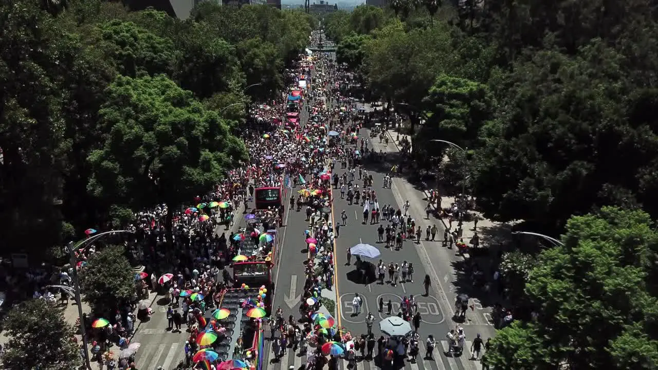 Drone shoot of pride parade in Mexico City