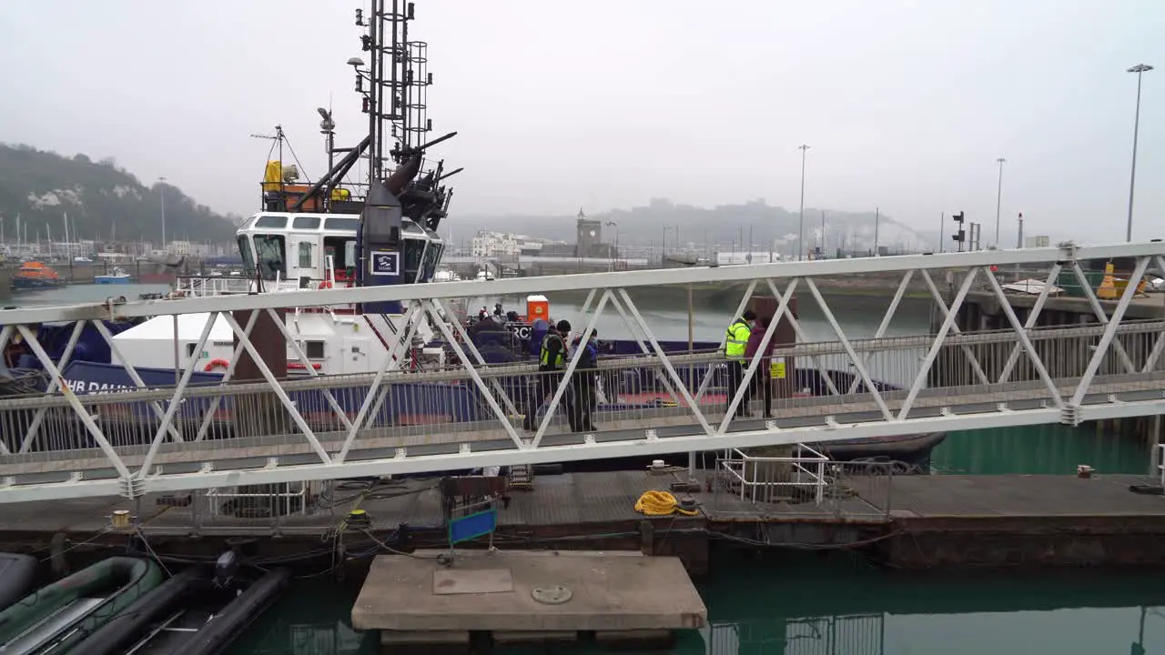 Refugees and migrants in the port of Dover UK