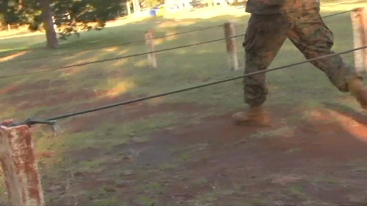 Marines In Basic Training Go Through Various Workout Drills Including An Obstacle Course