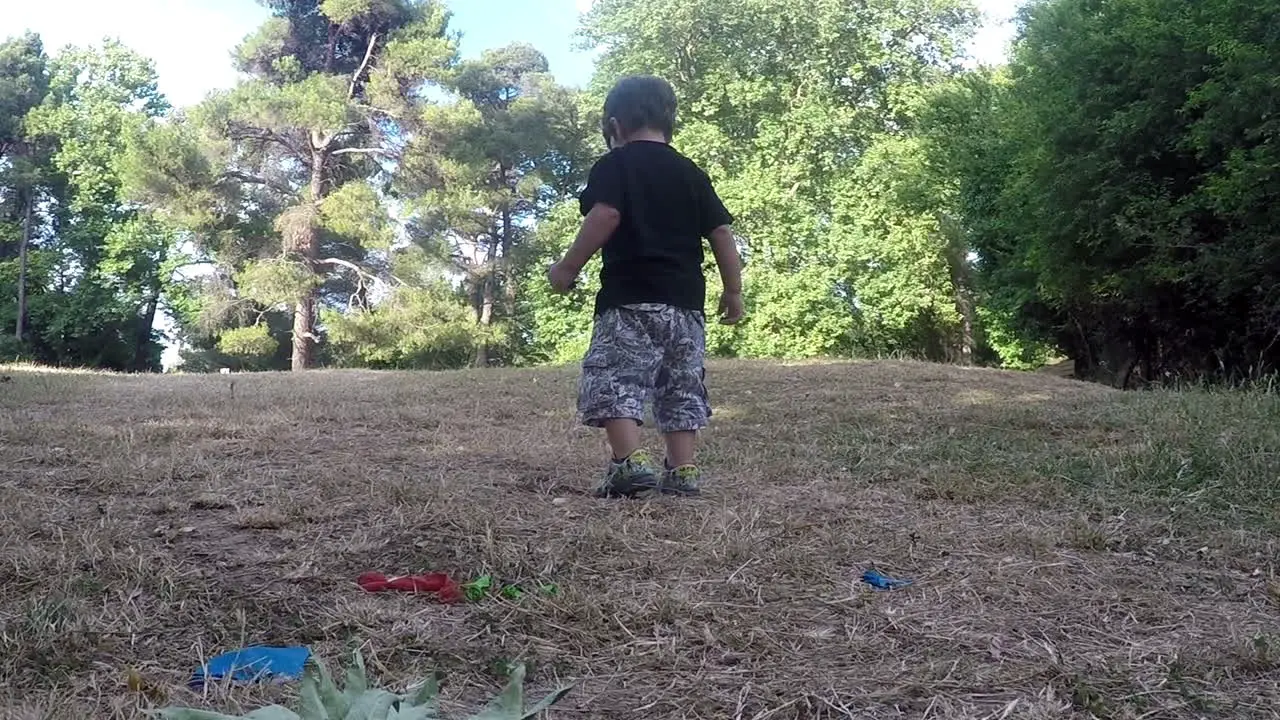 A kid takes his first steps