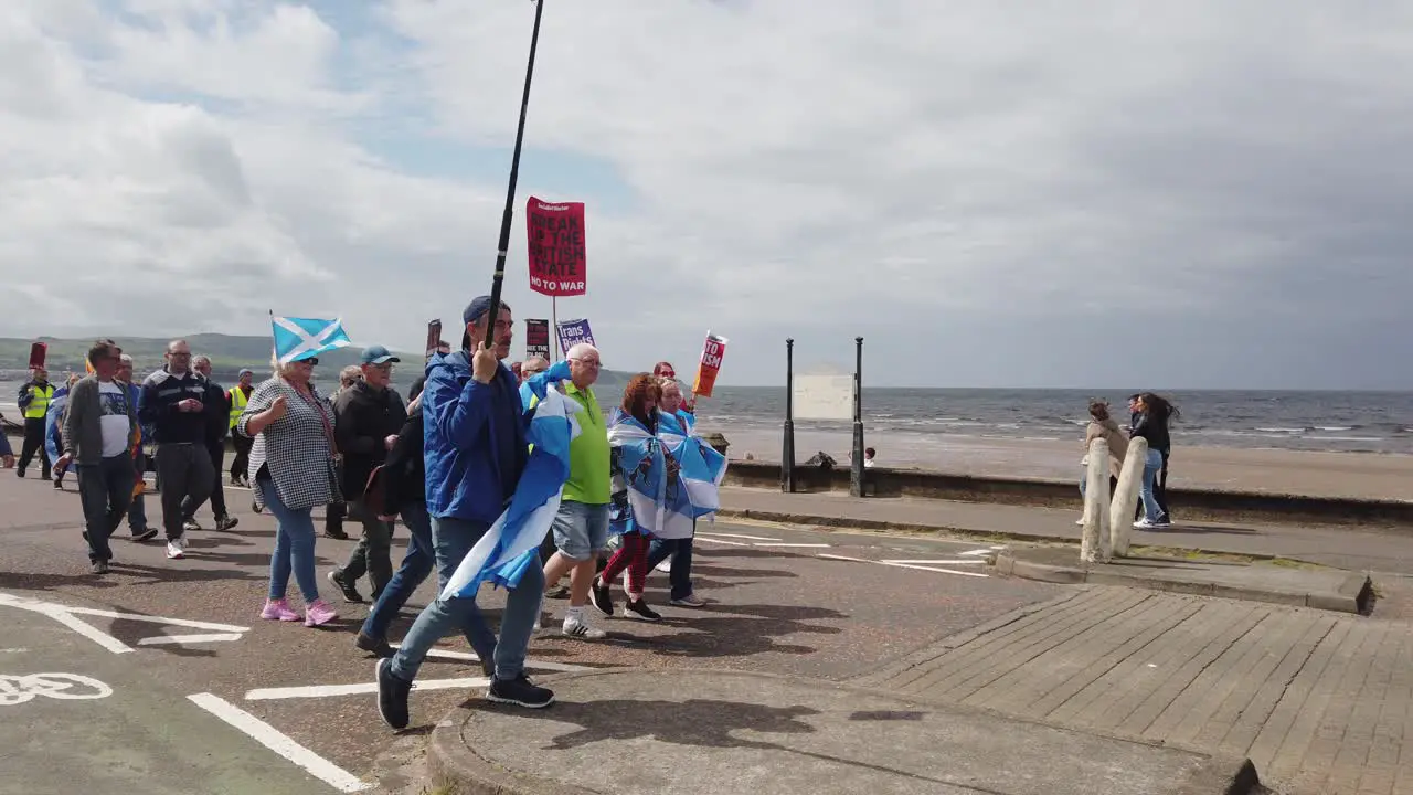 Scottish activists marching for Independence in Ayr Scotland