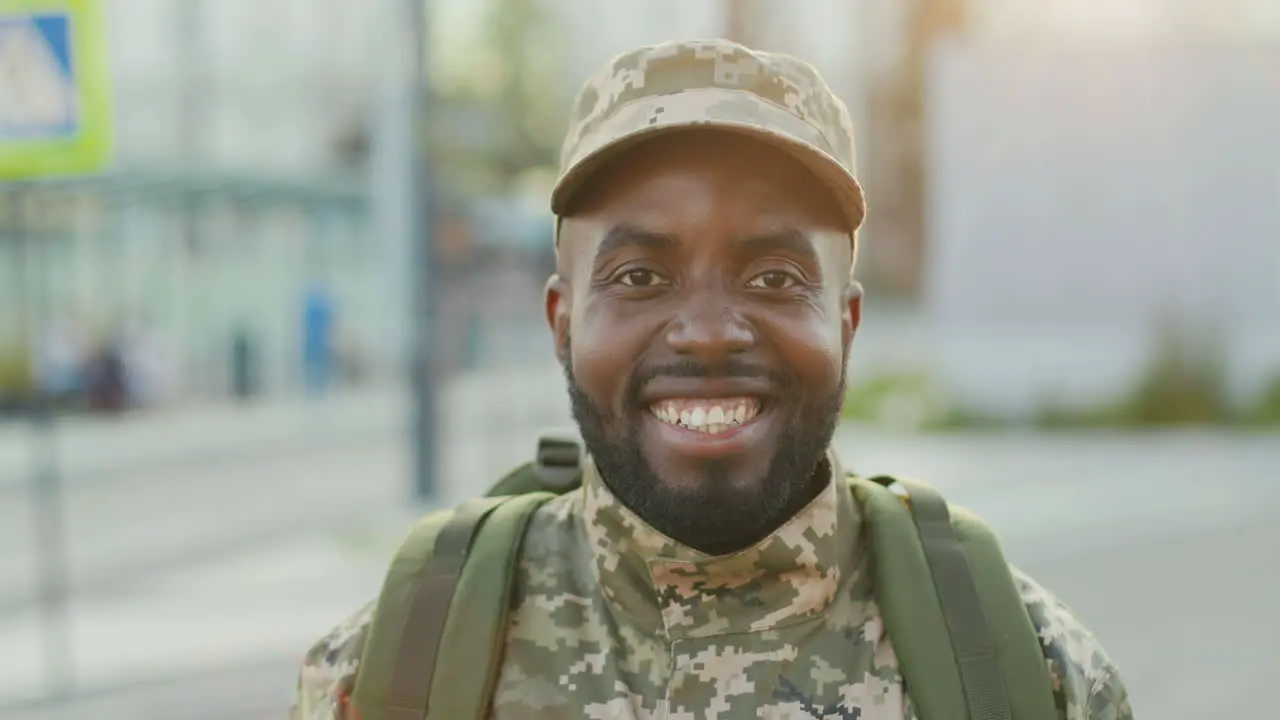 A Handsome Soldier Smiles In The Streets