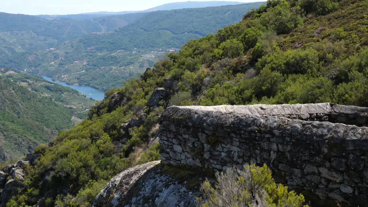 Peaceful historic lookout over the Ribeira Sacra in Spain still shot