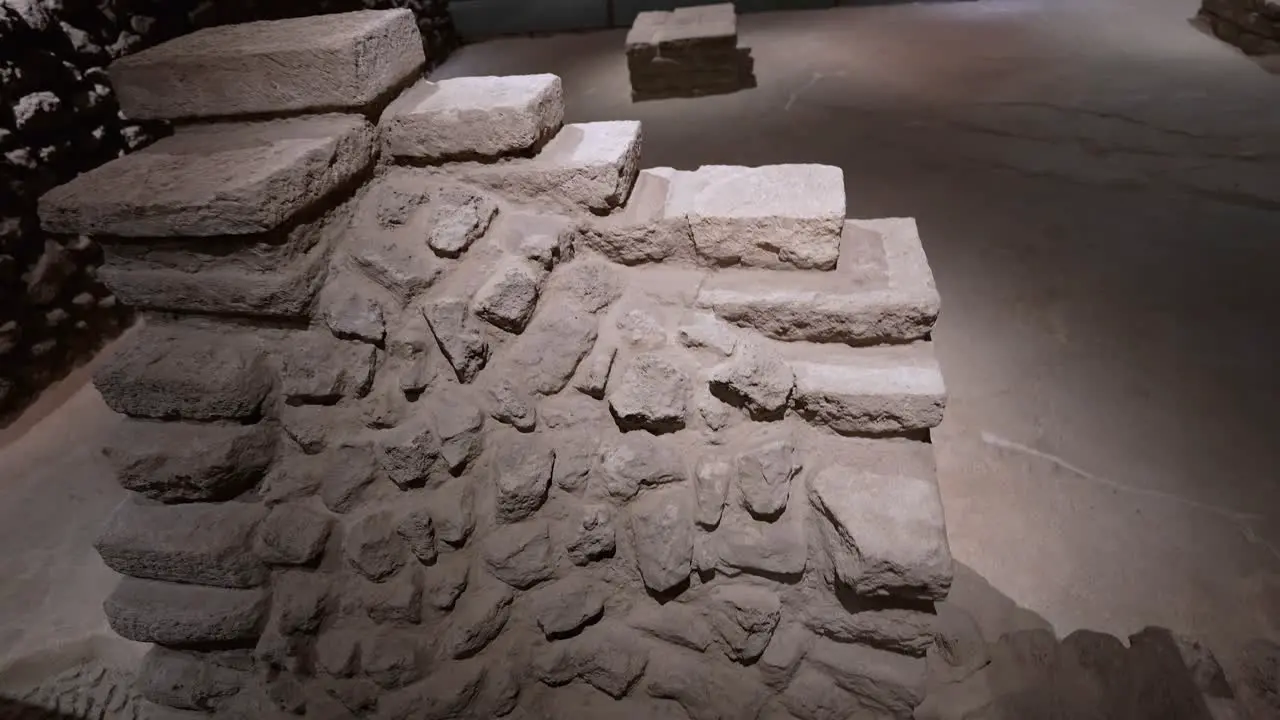 Remains Of Stone Wall Calmécac Inside The Cultural Center of Spain in Mexico