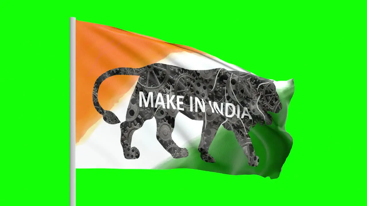 Tri Color Make in India Flag For Content Creator in Green screen 4K