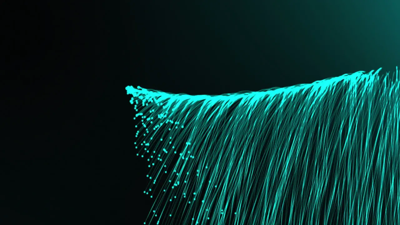 Animation of glowing green light trails moving on dark green background