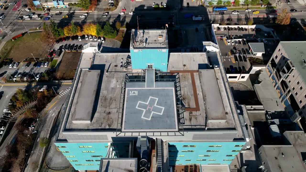 Helipad Sign On Rooftop Of Memorial Hospital In Surrey British Columbia Canada