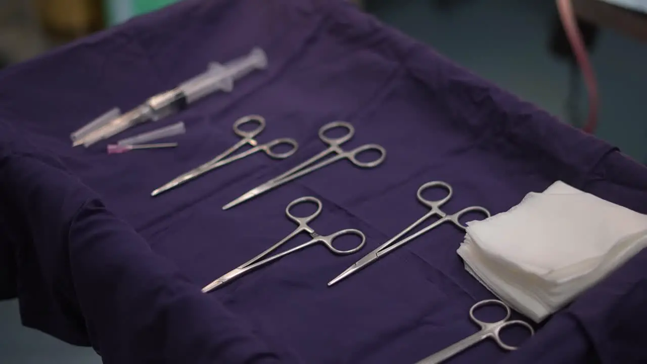 doctor's tools in the operating room doctor's scissors in surgical room surgery clinic