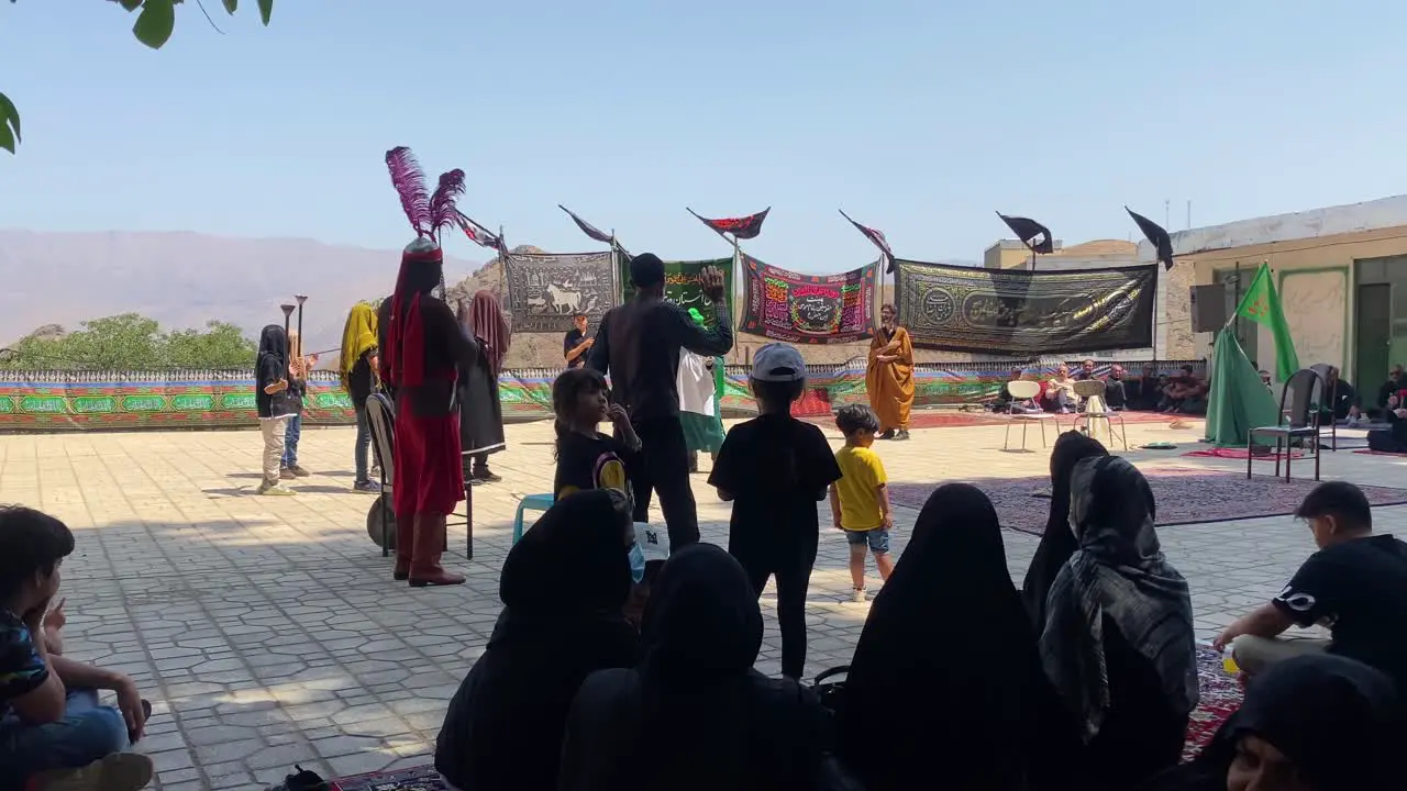 Tazieh a ritual religion performance art is a cultural activity show the traditional Persian ceremony registered in UNESCO world heritage Local people play roles in rural village in Muharram ceremony