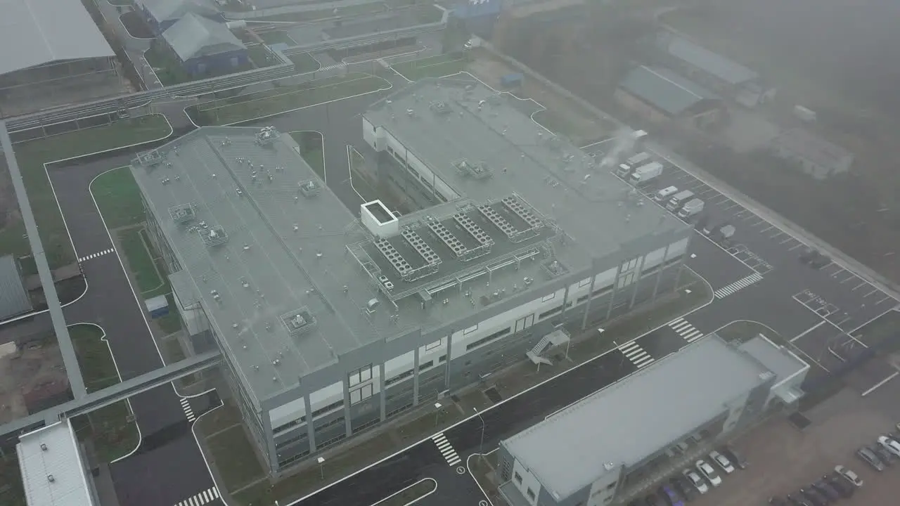 Flying over the factory building